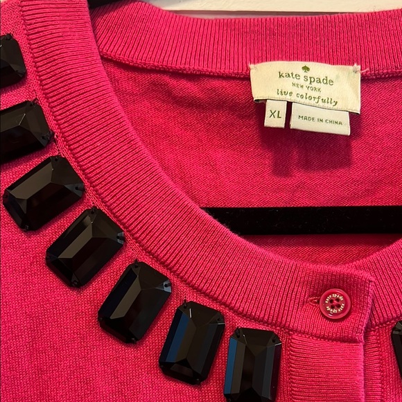 kate spade new york Pink and Black Cardigan with Elegant Embellishments - Picture 2 of 3